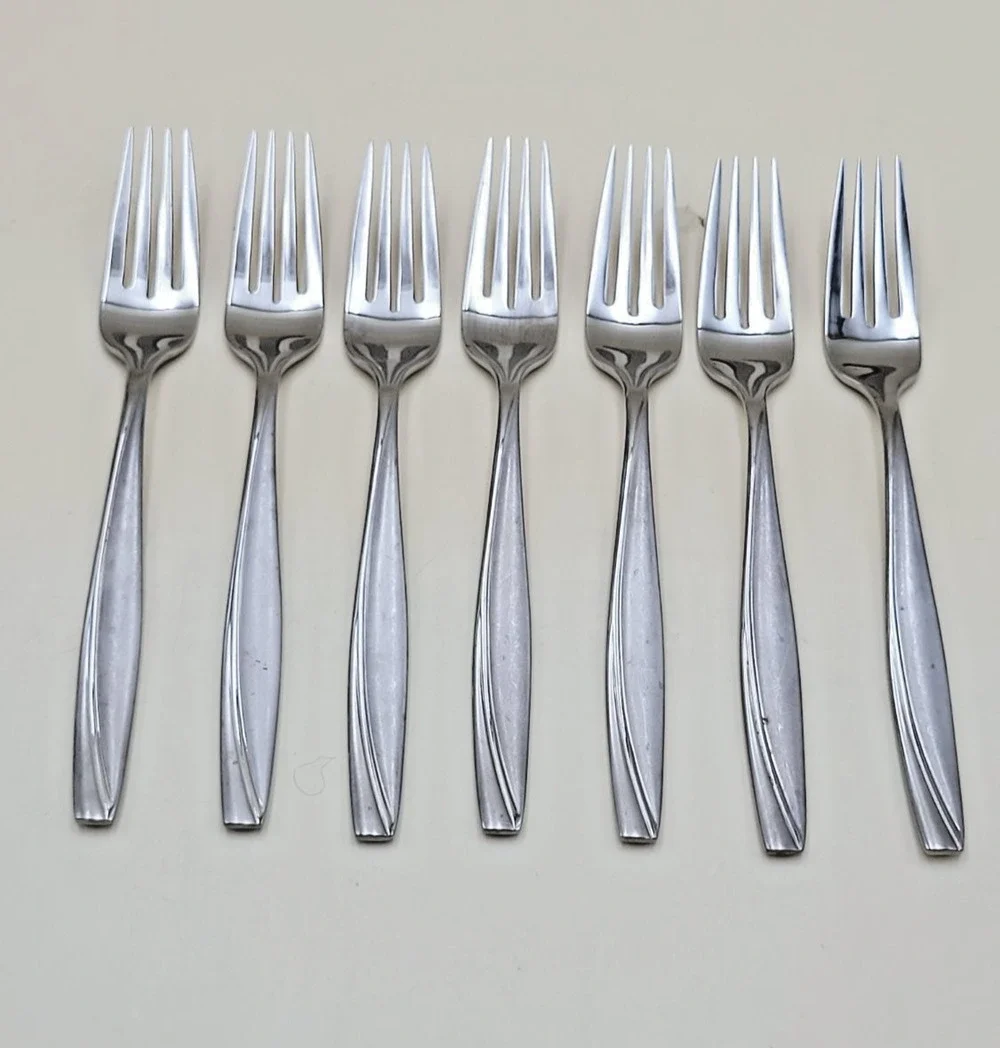Set of 7 Oneida Camlynn Stainless Steel Salad Forks